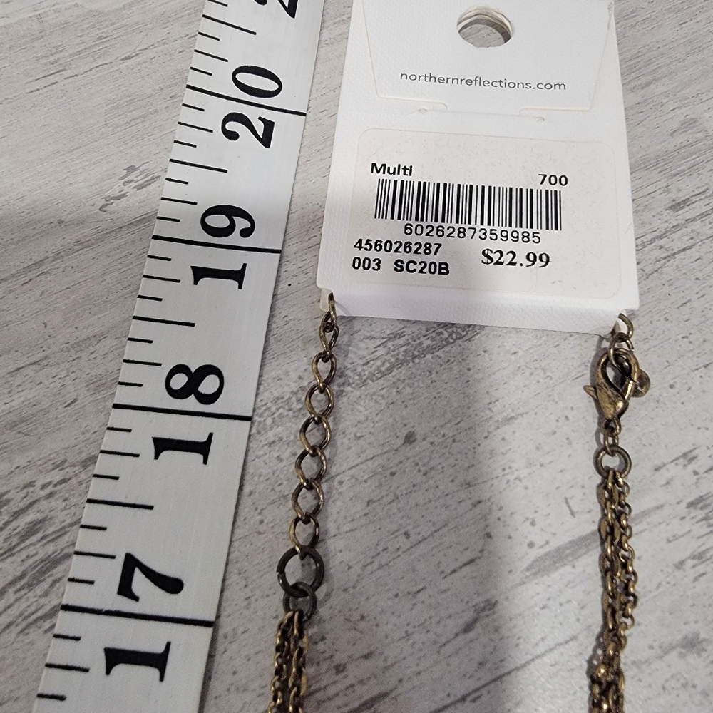 Northern Reflections Long Layered Necklace Oval Hammered Pendants Mixed Metal - Picture 13 of 15